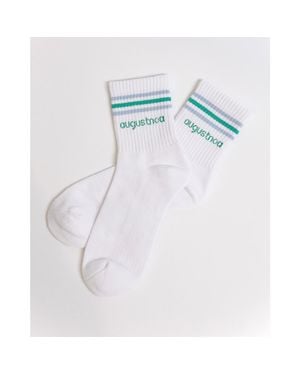 augustnoa The Best Striped Ankle Sock - White