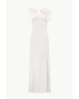 Malva Florea Long-Silhouette Sheath Dress With Delicate Straps And Floral Appliques - White