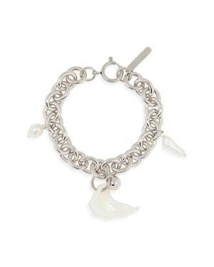 Justine Clenquet Tyler Seashell & Faux Pearl Chain Bracelet - White