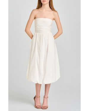Wayf Katherine Bubble Hem Stretch Cotton Midi Dress - White