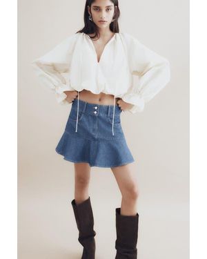 H&M Flounced Denim Mini Skirt - Blue