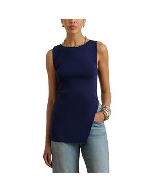 Ralph Lauren Asymmetric Side Slit Tank Top - Blue