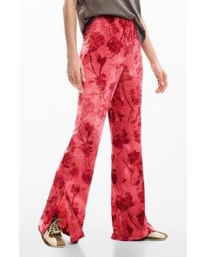Desigual Floral Print Flare Pants - Red