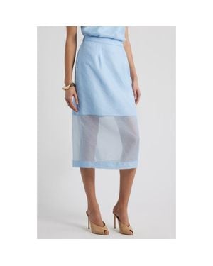 Nordstrom Organza Midi Pencil Skirt - Blue