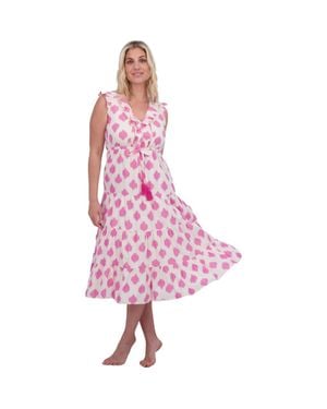 MER ST BARTH Giselle Maxi Dress Ikat - Pink