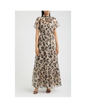Julia Jordan Print Tie Waist Organza Gown - Multicolor