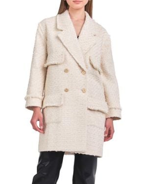 Endless Rose Double Breasted Tweed Coat - Natural