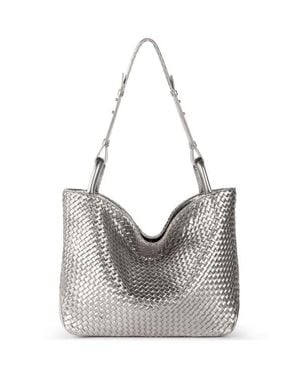 The Sak Los Feliz Medium Tote Woven Leather Bag - Gray