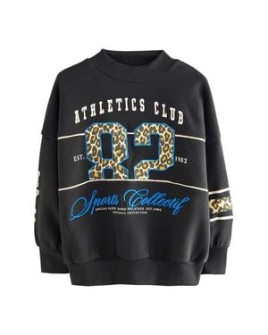 Next Kids' Leopard Print Varsity Sweatshirt - Black