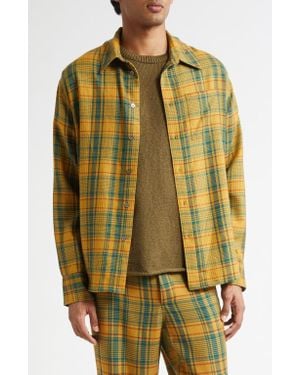 The Elder Statesman Plaid Pashmina Big Cashmere & Wool Button-Up Shirt - Multicolor