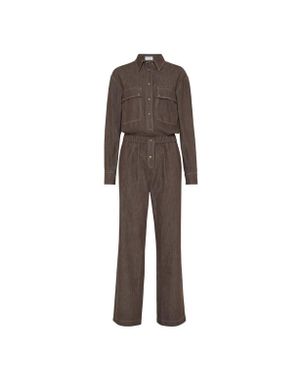 Brunello Cucinelli Lightweight No-Fade Denim Jumpsuit - Brown