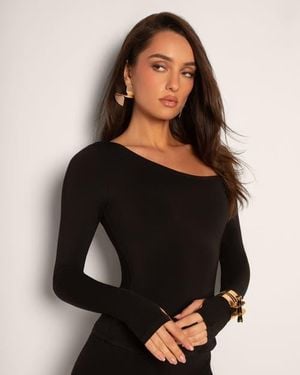 TA3 Mega Sculpting One-Shoulder Long Sleeve Top - Black