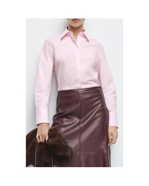 Mango Slim Fit Stretch Poplin Button-Up Shirt - Purple