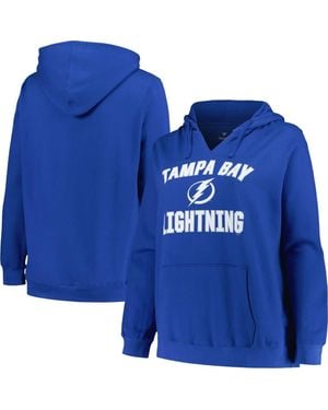 Profile Tampa Bay Lightning Plus Size Arch Over Logo Pullover Hoodie - Blue