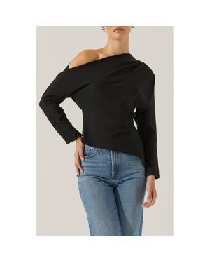 Astr Orlia One-Shoulder Woven Top - Black