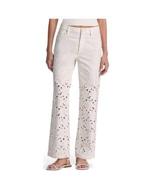 Alice + Olivia Chic High Waist Embroidered Eyelet Jeans - Pink