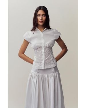GUIZIO Rinka Embroidered Blouse - Gray
