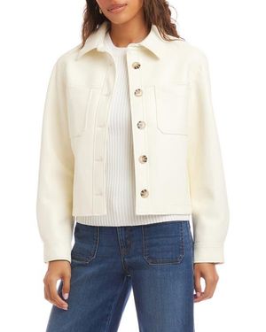 Karen Kane Faux Leather Crop Jacket - White