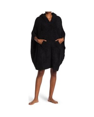Barefoot Dreams Cozychic Ribbed Hooded Poncho - Black