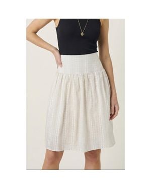 Modenaire Textured Smocked Waist Gathered A-Line Skirt - Black