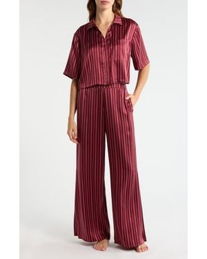 Lunya Washable High Waist Silk Pajamas - Red