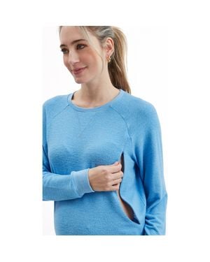 Nom Maternity Heart On My Sleeve Maternity & Nursing Sweatshirt - Blue