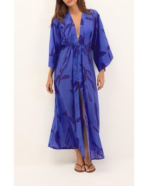 ViX Yumi Long Cotton Cover-Up - Blue