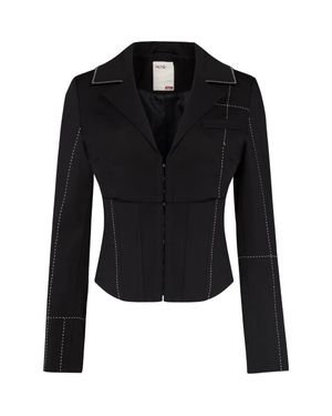 Pcfg Free Heaven Stitch Detail Corset Blazer - Black