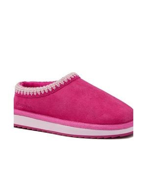 Lands' End Kids Suede Hearth Slippers - Pink