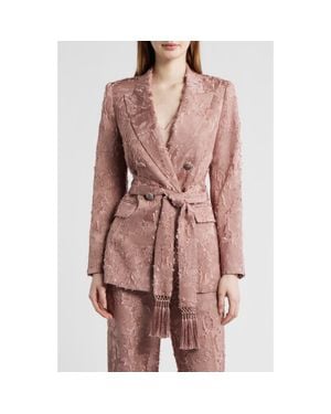 Kobi Halperin Nia Floral Jacquard Belted Jacket - Pink