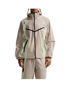 Nike Tech Dri-Fit Oversize Woven Nylon Hooded Windrunner Jacket - Natural