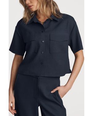 Rhone Horizon Crop Button-Up Shirt - Blue