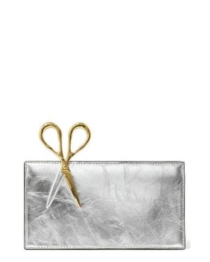 Alexis The Petite Scissor Leather Clutch - Gray