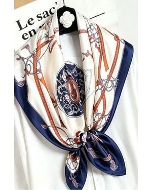 SILKSILKY Pure Silk Colored Square Scarf - Blue