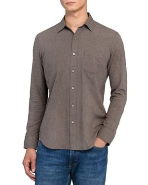 W.r.k. Reworked Slim Fit Heathered Cotton Button-Up Shirt - Gray