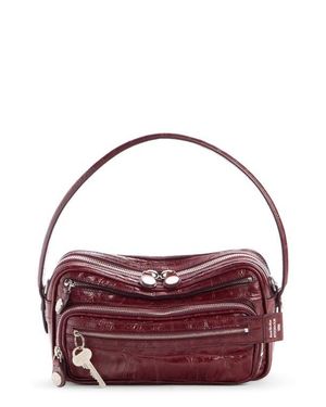 Acne Studios Camero Party Croc Embossed Leather Shoulder Bag - Red