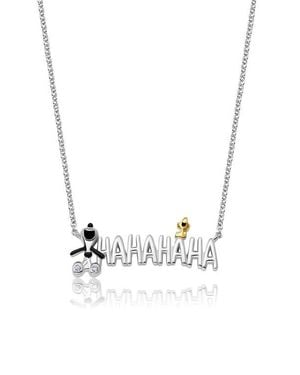 Crislu X Peanuts Ha Ha Ha Snoopy & Woodstock Pendant Necklace - Blue