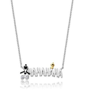 Crislu X Peanuts Ha Ha Ha Snoopy & Woodstock Pendant Necklace - Blue