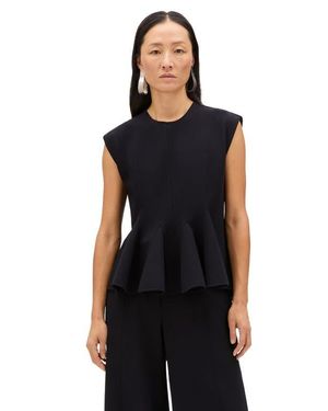 Another Tomorrow Double Face Godet Top - Black
