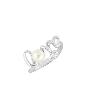 Mikimoto Love Script Pearl & Diamond Ring - White