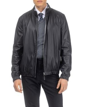 Gorski Light Genuine Nappa Leather Jacket Reversible To Cashmere & Wool Crafted From Loro Piana - Gray