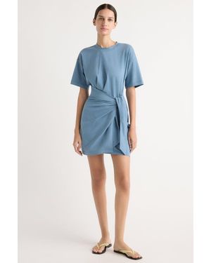 MODERN CITIZEN Fallon Organic Cotton T-Shirt Wrap Dress - Blue