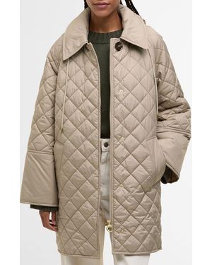 Barbour Cara Diamond Quilted Parka - Natural