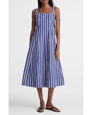 Madewell Rylie Stripe Poplin Midi Dress - Blue