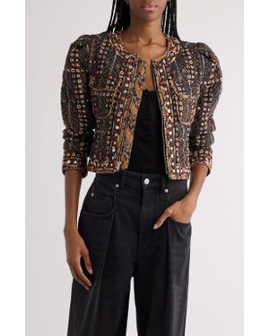 Isabel Marant Christy Floral Stud Detail Quilted Jacket - Black