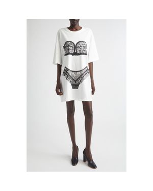 VAQUERA Trompe L'Oeil Lingerie Oversize T-Shirt - Gray