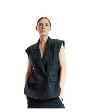 Cynthia Rowley Oversized Double Breasted Vest - Blue