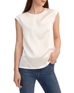 LILYSILK Basic Cap Sleeves Silk Tee - White