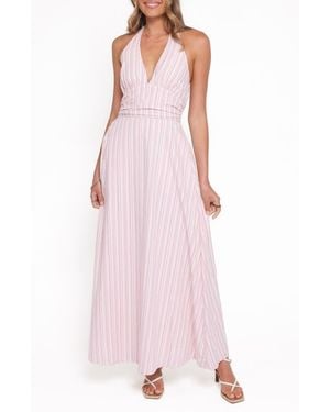Petal & Pup Marie Stripe Halter Maxi Dress - Pink