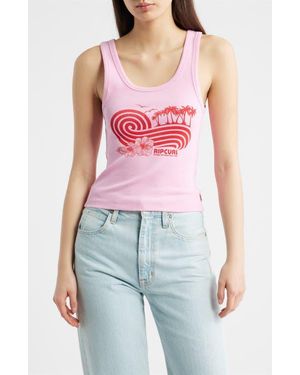 Rip Curl Ocean Break Rib Graphic Tank - Red